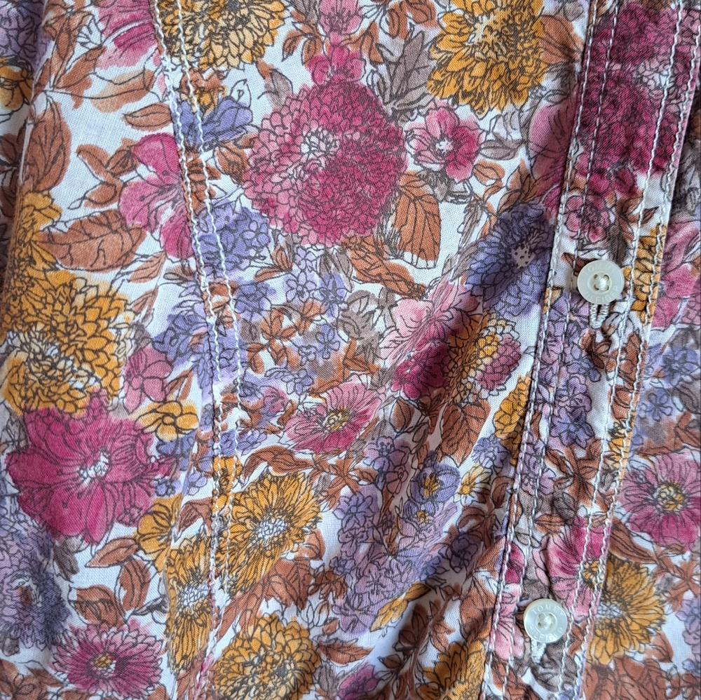 Tommy Hilfiger Pink Fall Floral Longsleeve Button Down Size Medium - Picture 5 of 9
